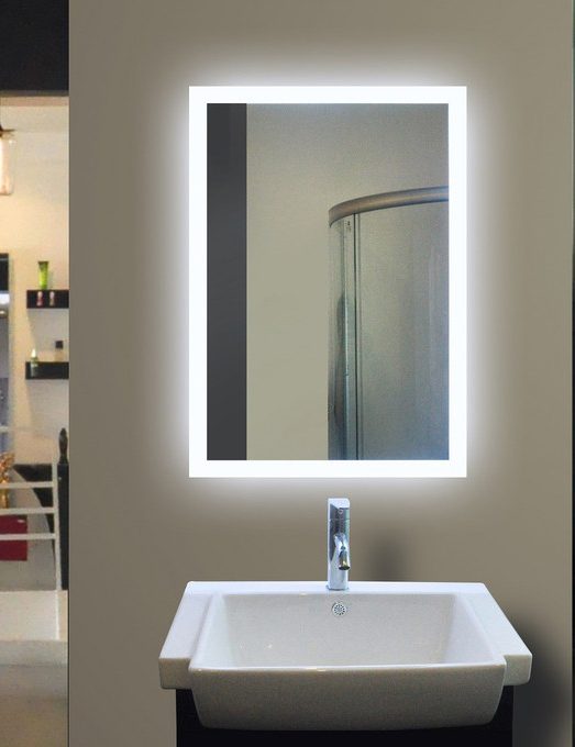 Modern Rectangular LED Bathroom Mirror with Backlit Light – Vertical Mount