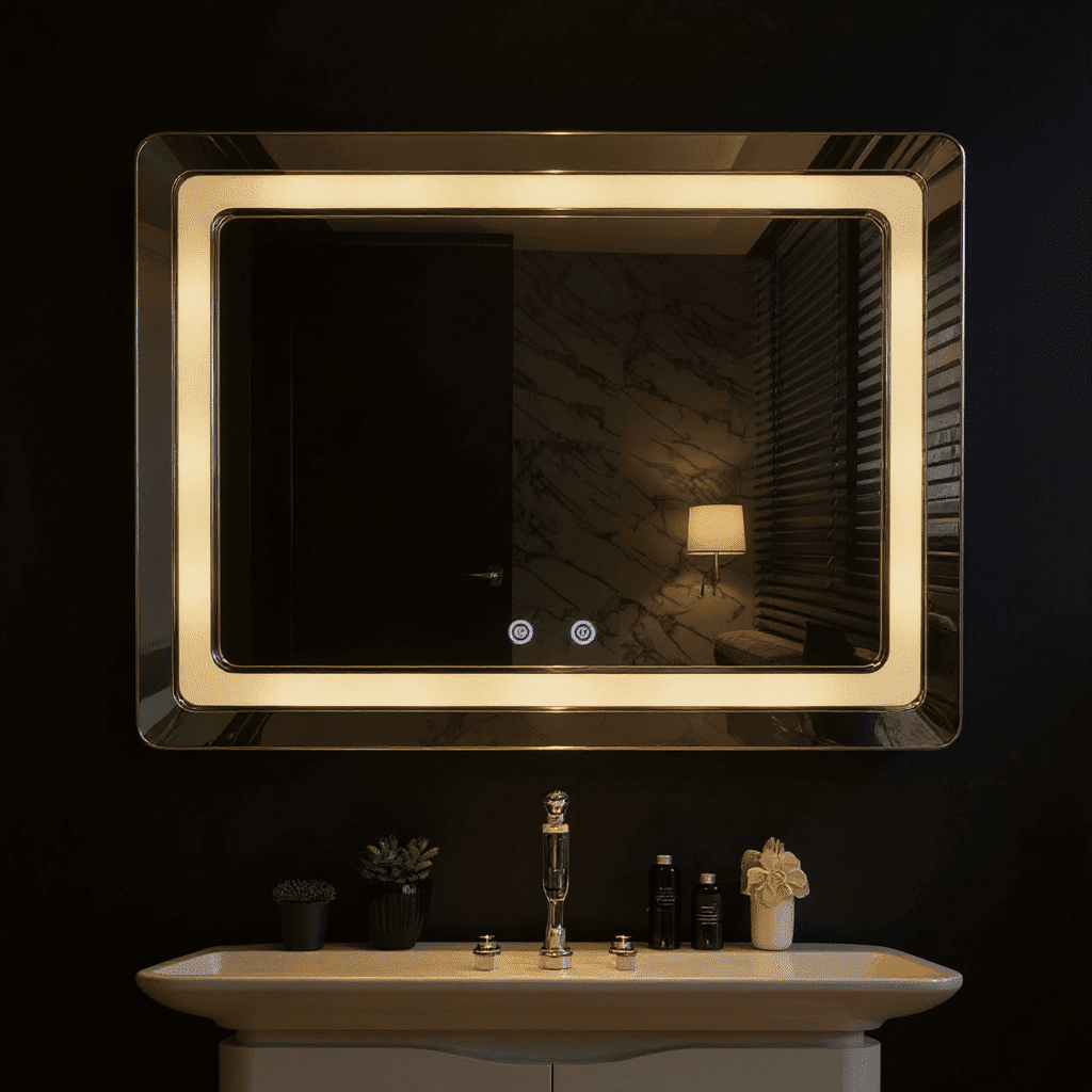 LumaTouch Dual Control LED Mirror – Sleek Rectangular Bathroom Mirror