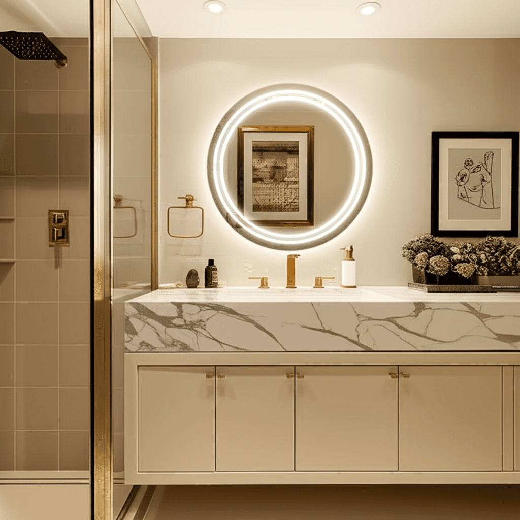 Double Ring Round LED Mirror with Anti-Fog & Touch Sensor