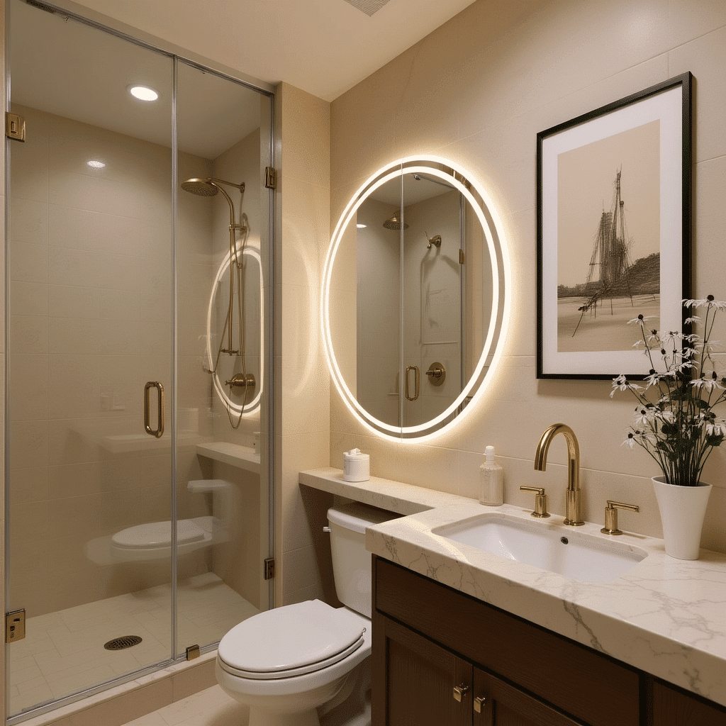 Double Ring Round LED Mirror with Anti-Fog & Touch Sensor