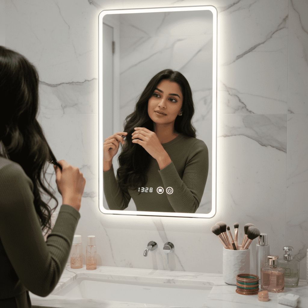 Luxury LED Mirror for Bedroom Vanity with Soft Ambient Lighting