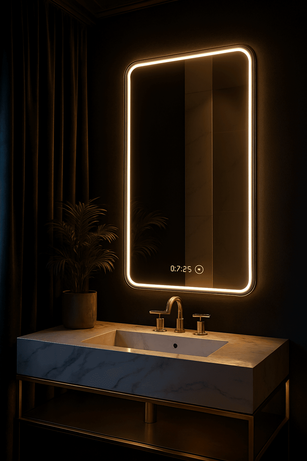 Luxury LED Mirror for Bedroom Vanity with Soft Ambient Lighting