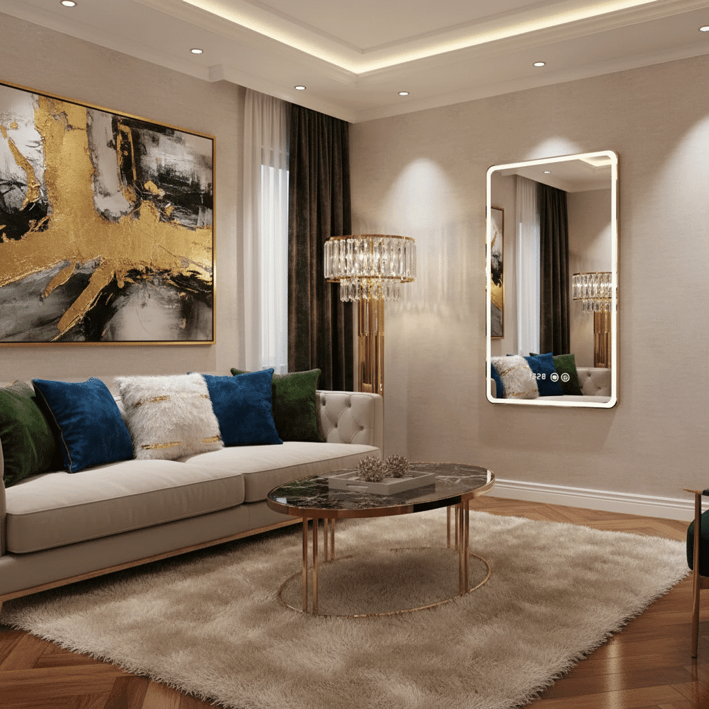Luxury LED Mirror for Bedroom Vanity with Soft Ambient Lighting