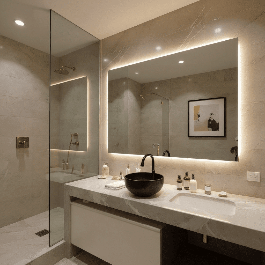 Rectangle led mirror makeup mirror