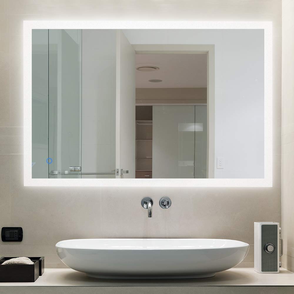 Frameless Horizontal LED Vanity Mirror with Front Lighting