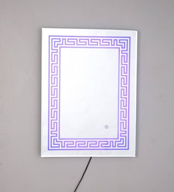 Modern Rectangular LED Vanity Mirror with Greek Border