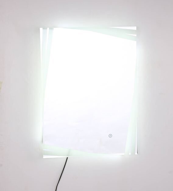 Faceted Wall Mirror with Subtle Backlight & Frameless Elegance