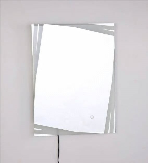 Faceted Wall Mirror with Subtle Backlight & Frameless Elegance