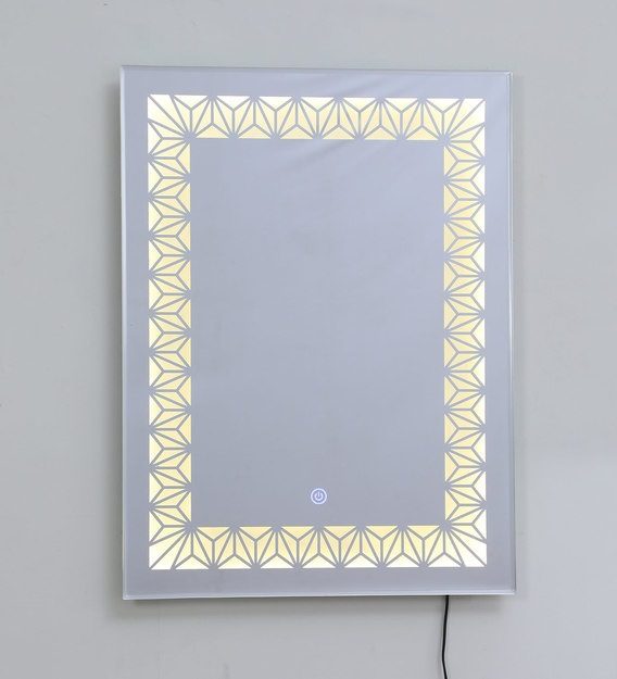 Rectangular Mirror with Golden Triangle Grid Lighting