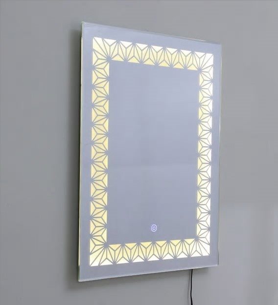 Rectangular Mirror with Golden Triangle Grid Lighting
