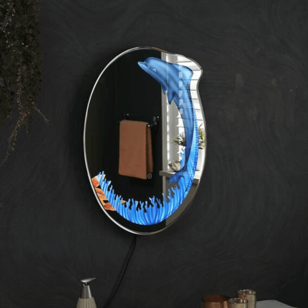 Vibrant Purple Frame Mirror with Touch Sensor