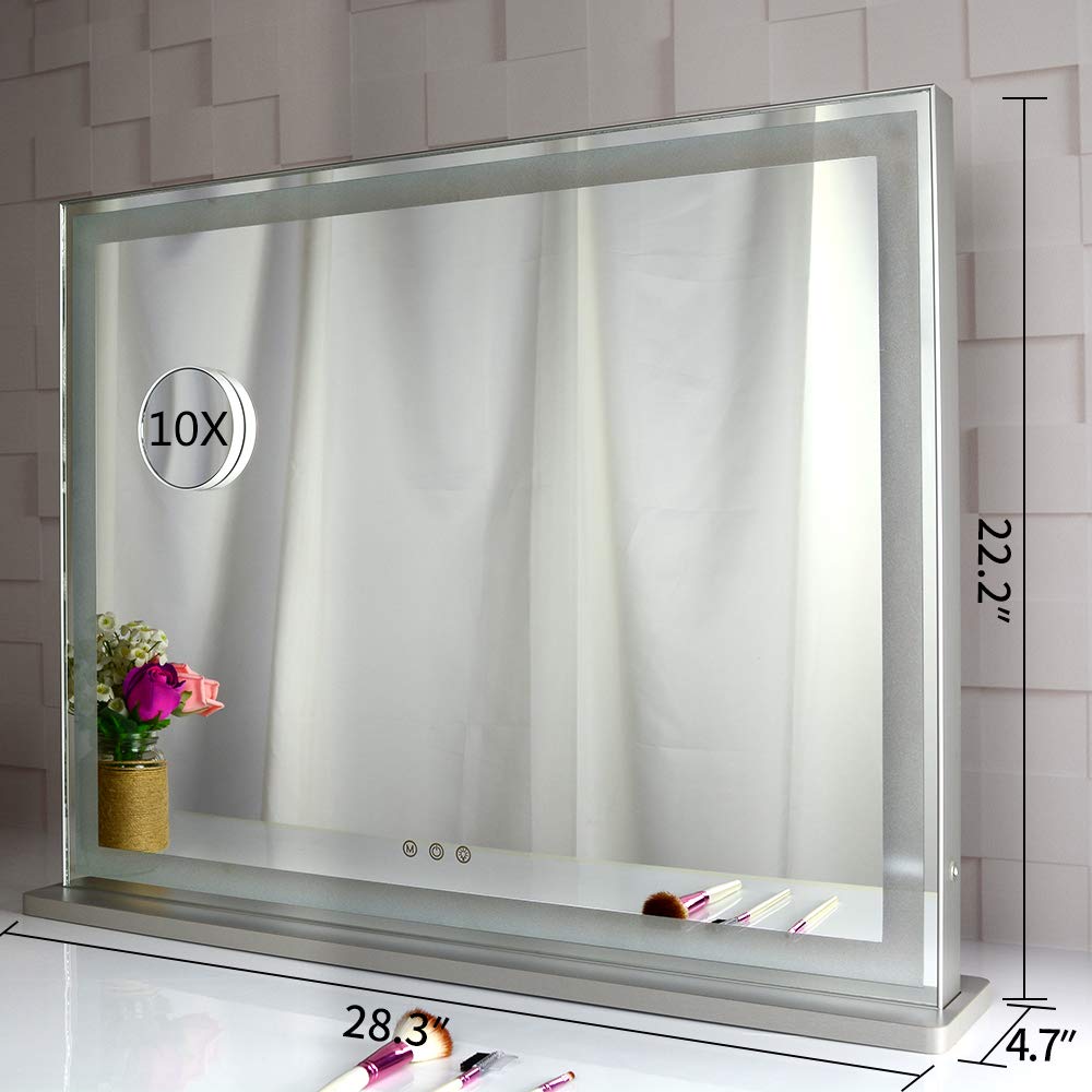 Luxury Rectangular LED Bathroom Mirror with 10X Magnifying Mirror