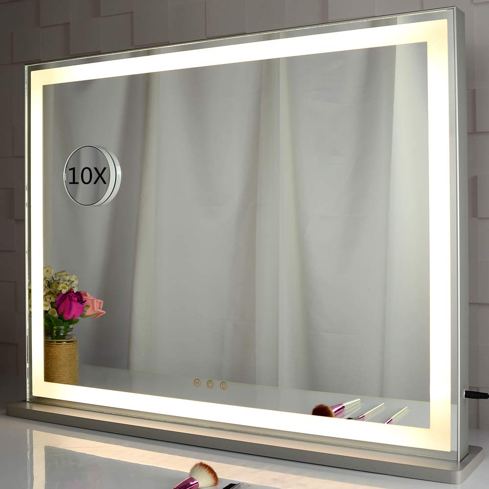 Luxury Rectangular LED Bathroom Mirror with 10X Magnifying Mirror