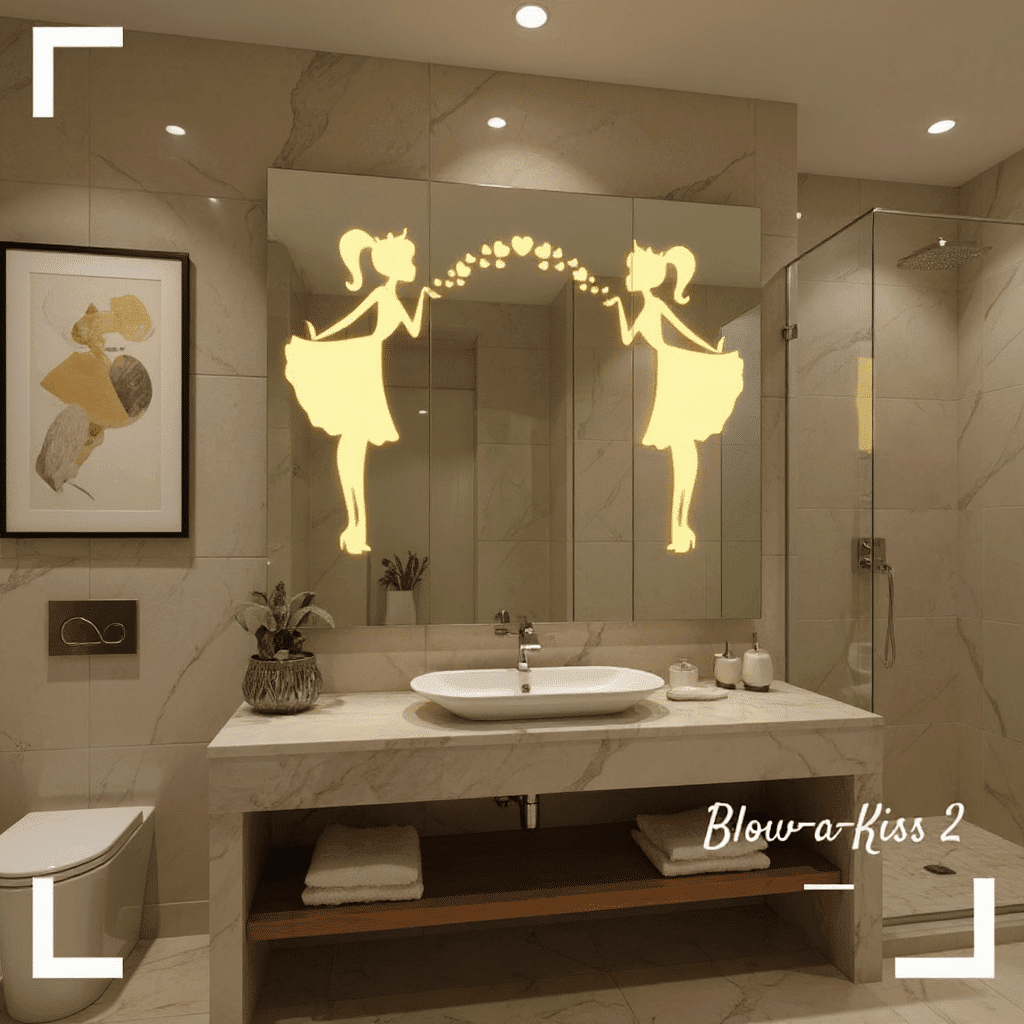 Decorative Etched LED Mirror with Girl Design
