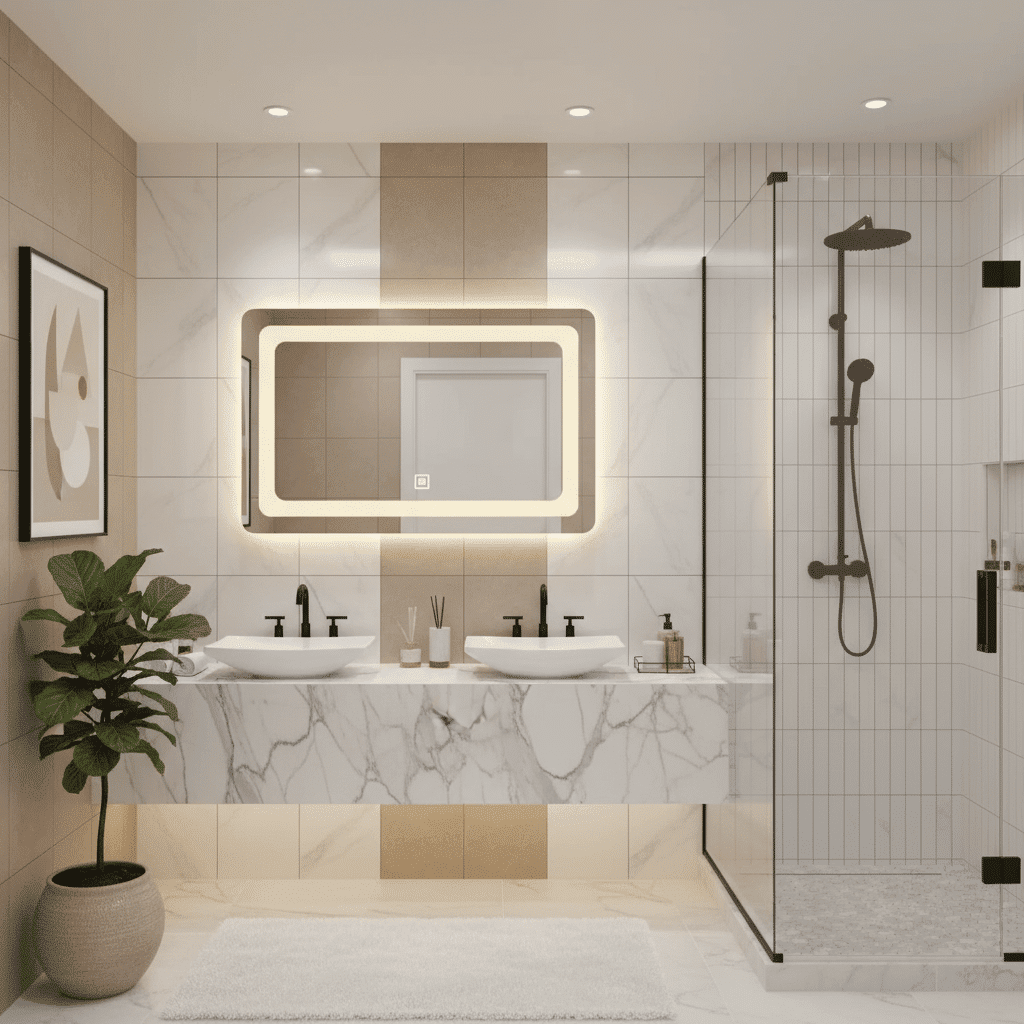 Frameless Rounded Rectangle LED Mirror