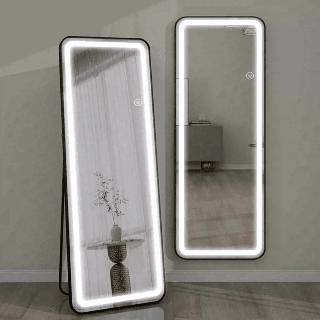 Full-Length LED Dressing Mirror with Warm Light Border
