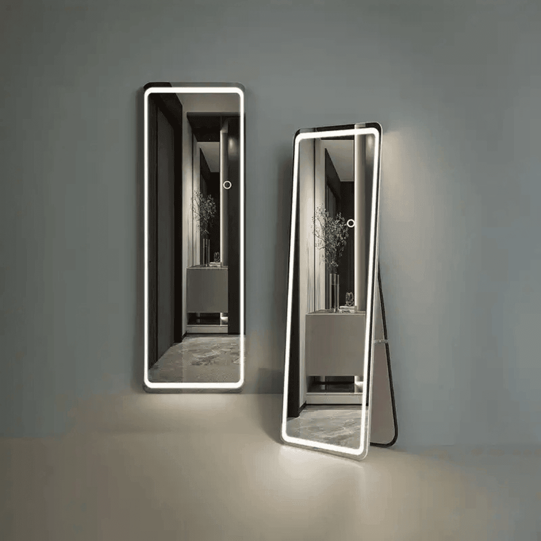 Full-Length LED Dressing Mirror with Warm Light Border