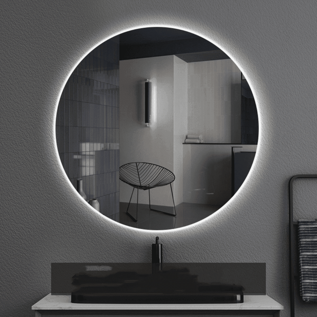 Round Backlit Bathroom Lighted LED Mirror