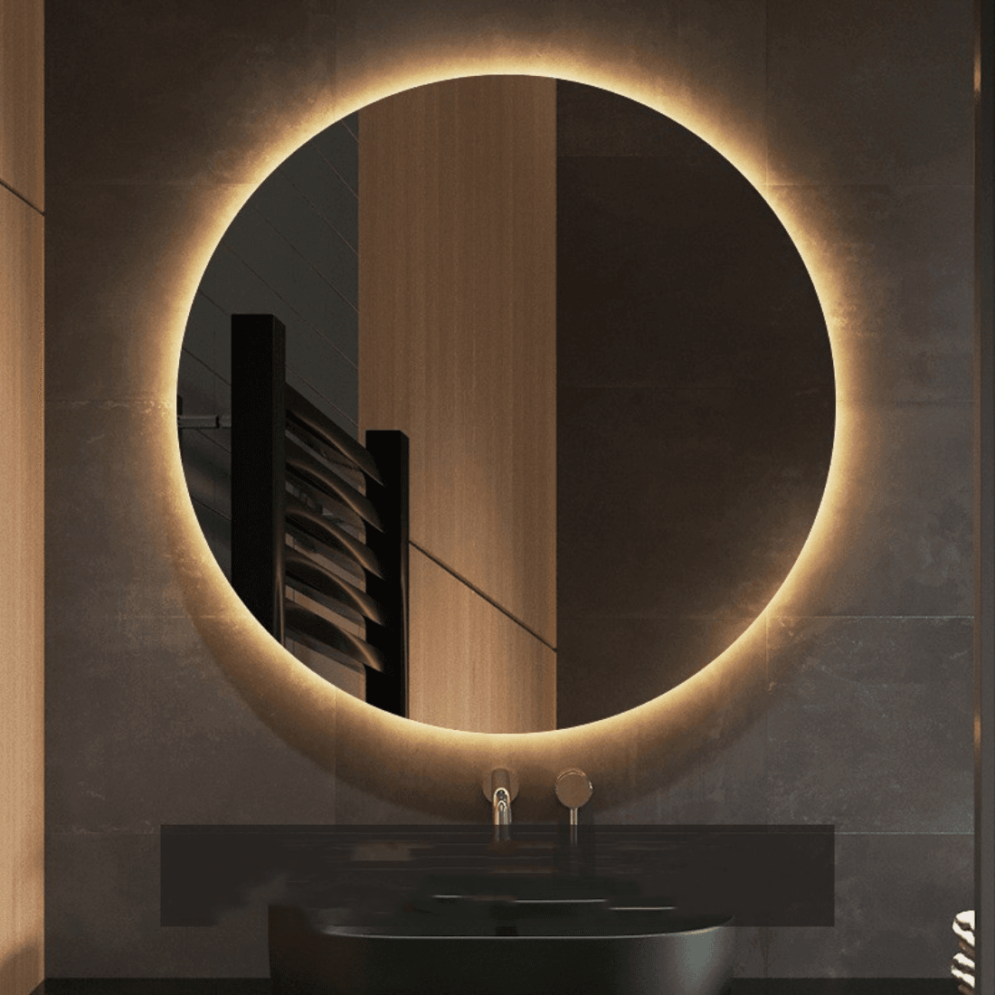 Round Backlit Bathroom Lighted LED Mirror