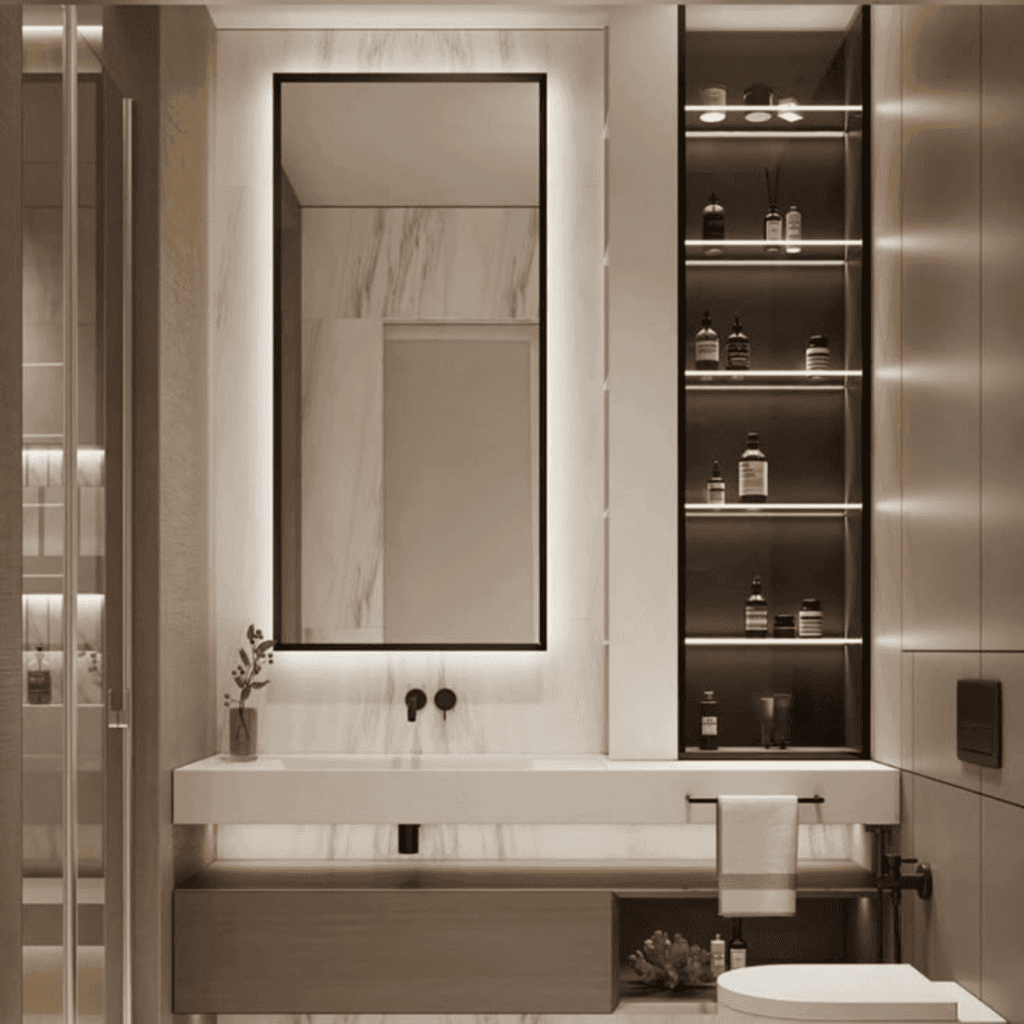 Living Room Light LED Mirror – Decorative Ambient Wall Mirror for Homes