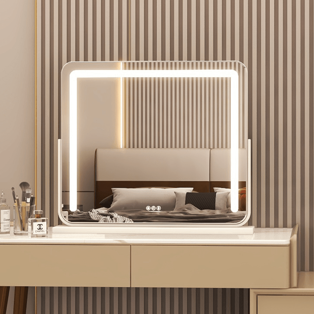 Hollywood Vanity Mirror with Multi-Color LED Lights – Touch Sensor, Dimmable & Rotatable