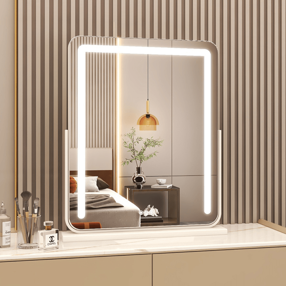 Hollywood Vanity Mirror with Multi-Color LED Lights – Touch Sensor, Dimmable & Rotatable