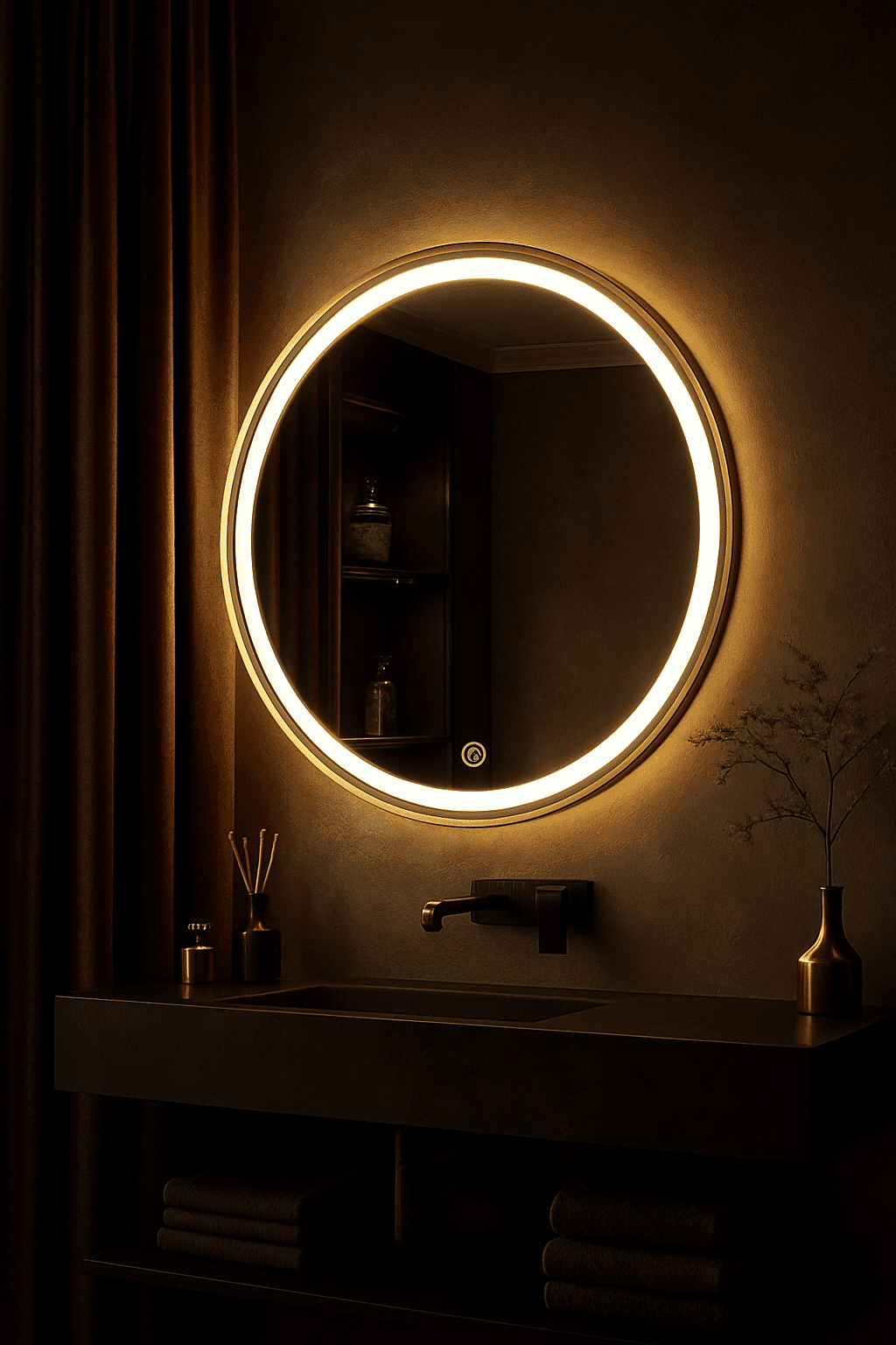 Luxury Round LED Bathroom Vanity Mirror