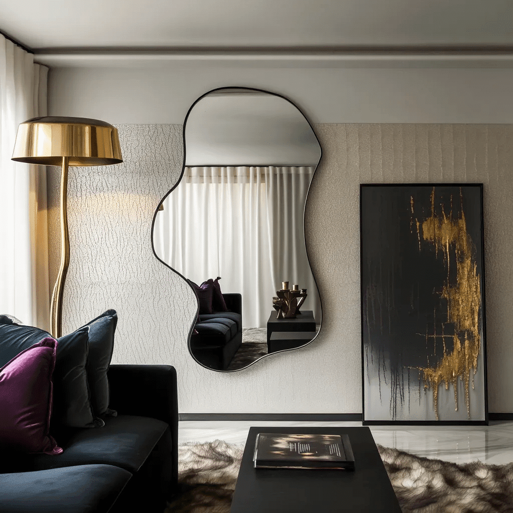 Asymmetrical Decorative Bathroom Mirror