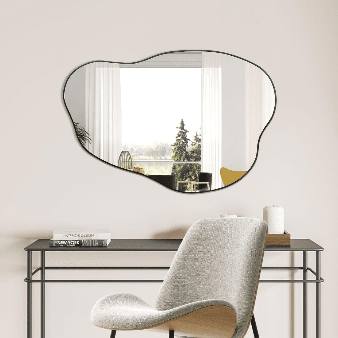 Luxury Organic Shape Vanity Mirror with Black Frame