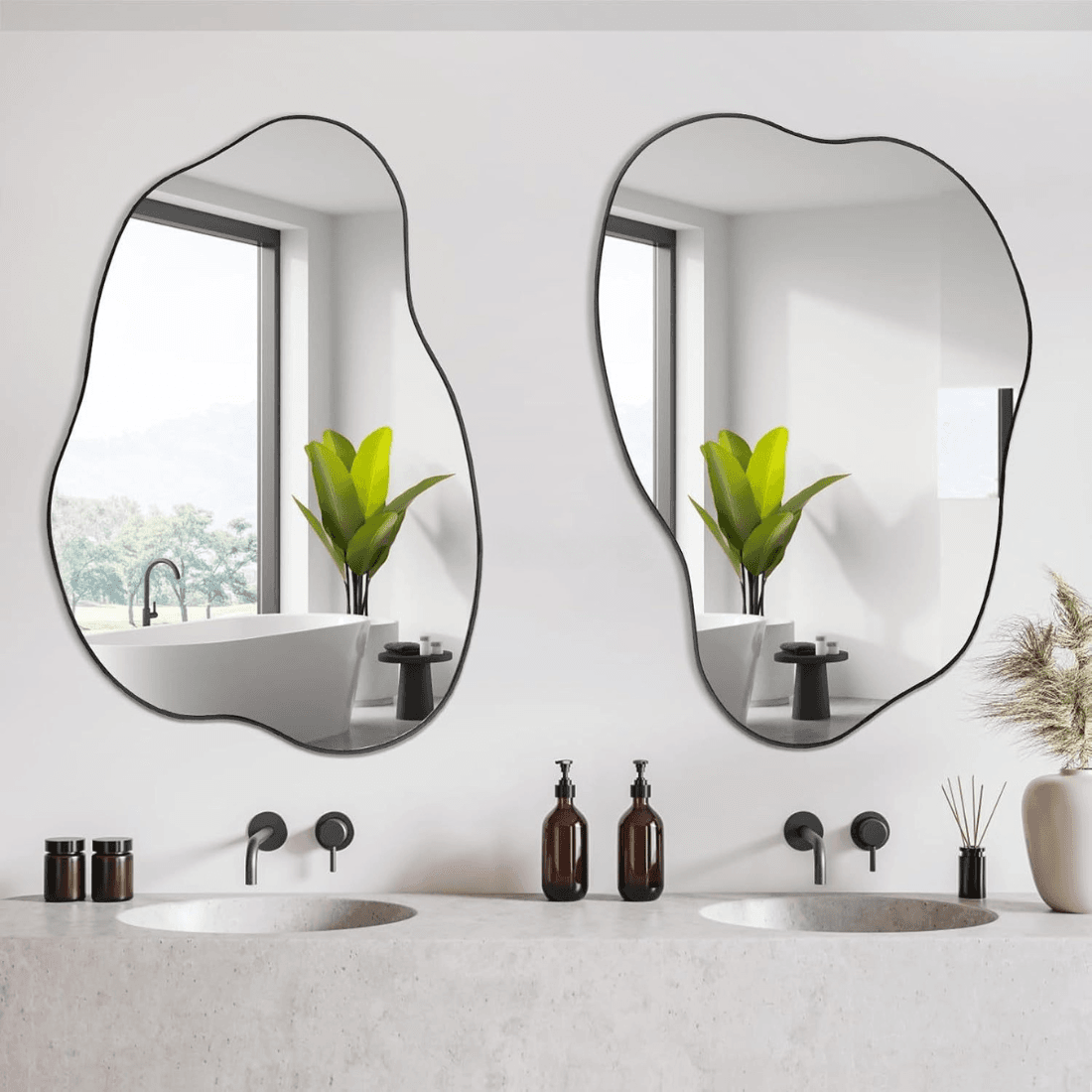 Luxury Organic Shape Vanity Mirror with Black Frame