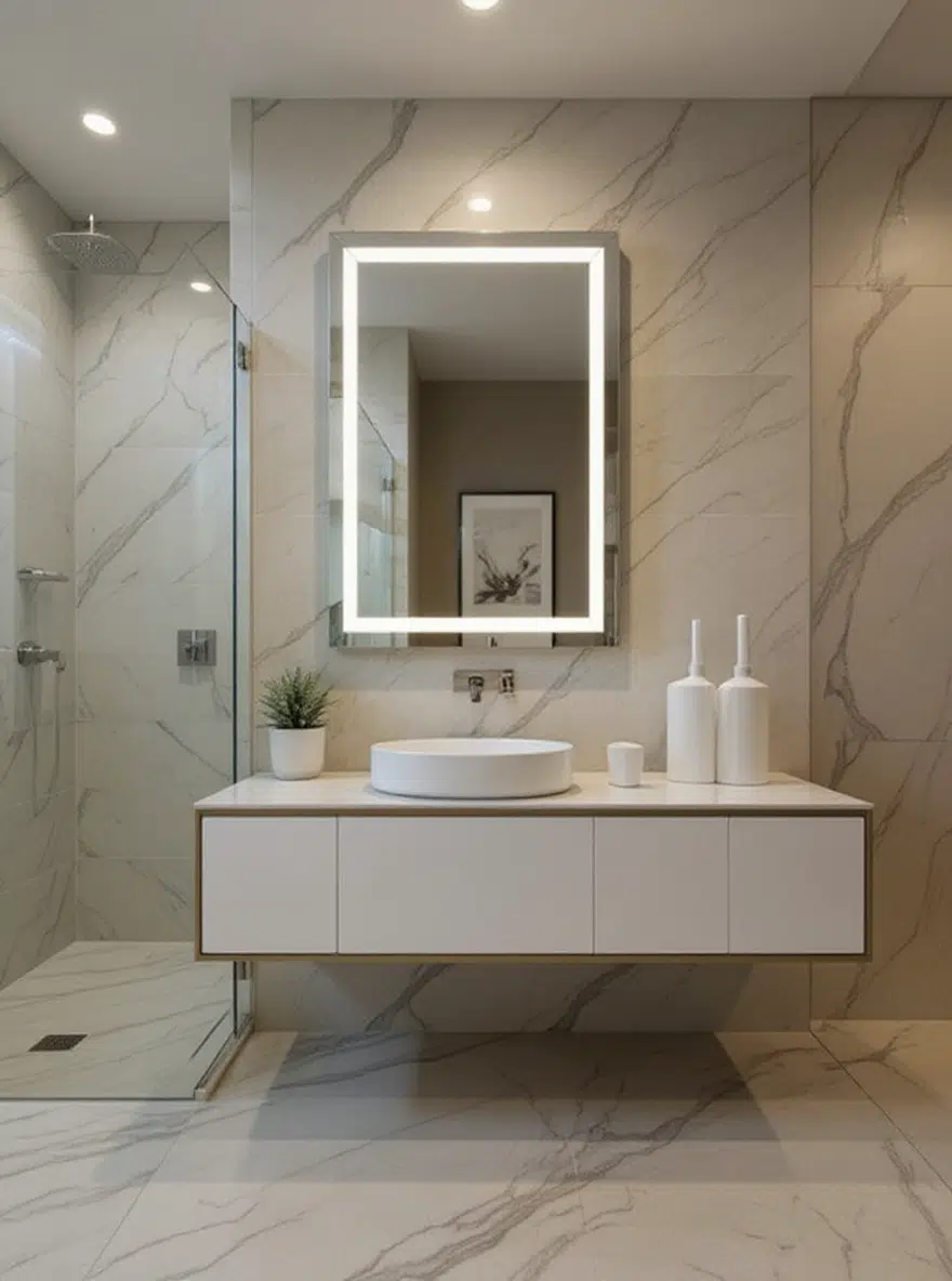 2025 Modern Salon Style Rectangular illuminated Led mirror b