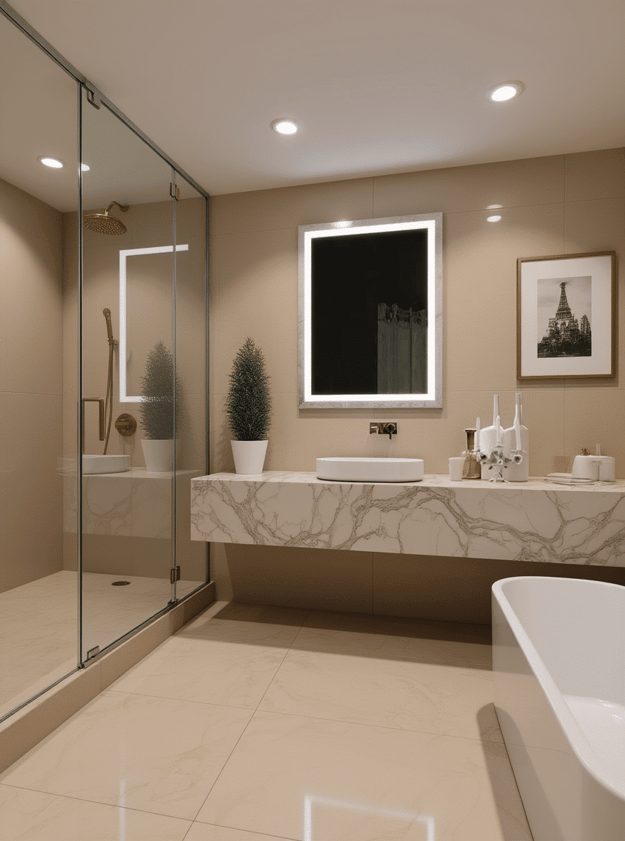 led rectangle mirror grey wall