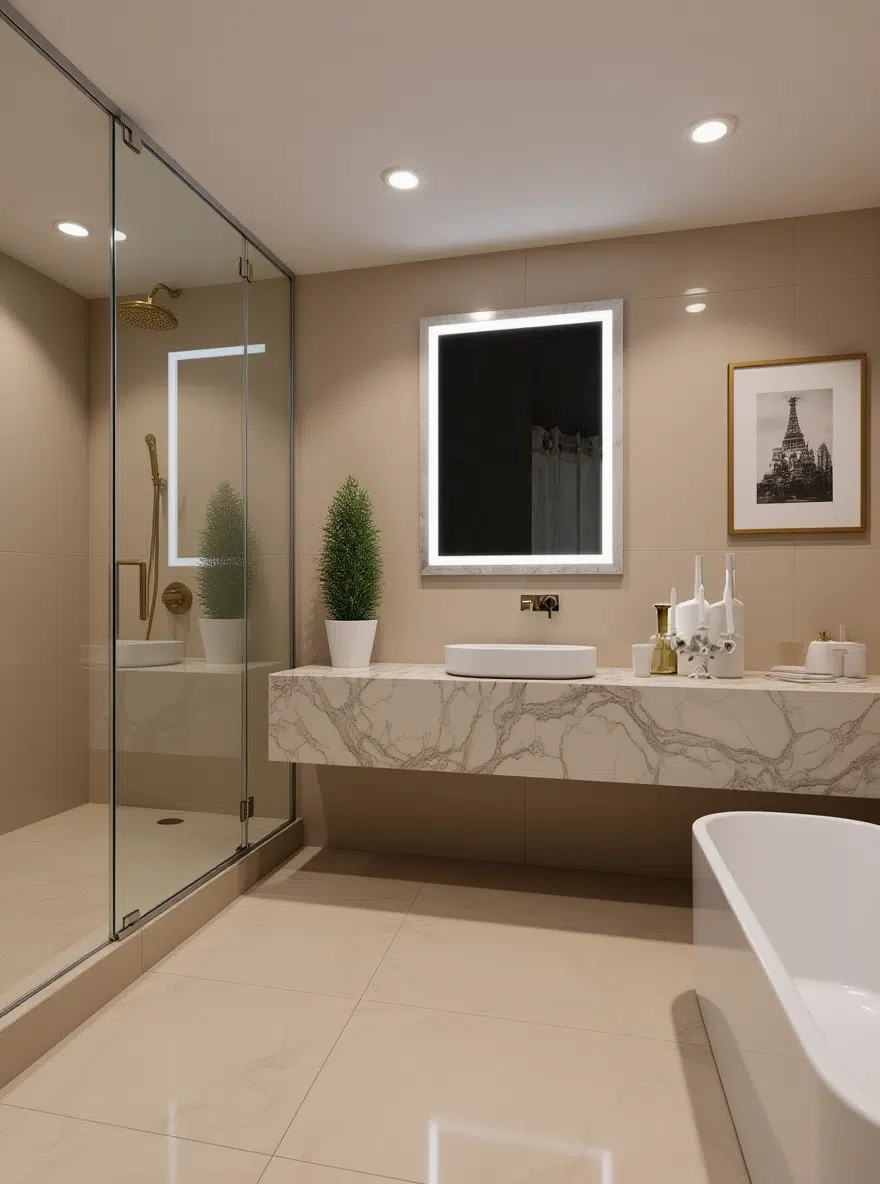 2025 Modern Salon Style Rectangular illuminated Led mirror b