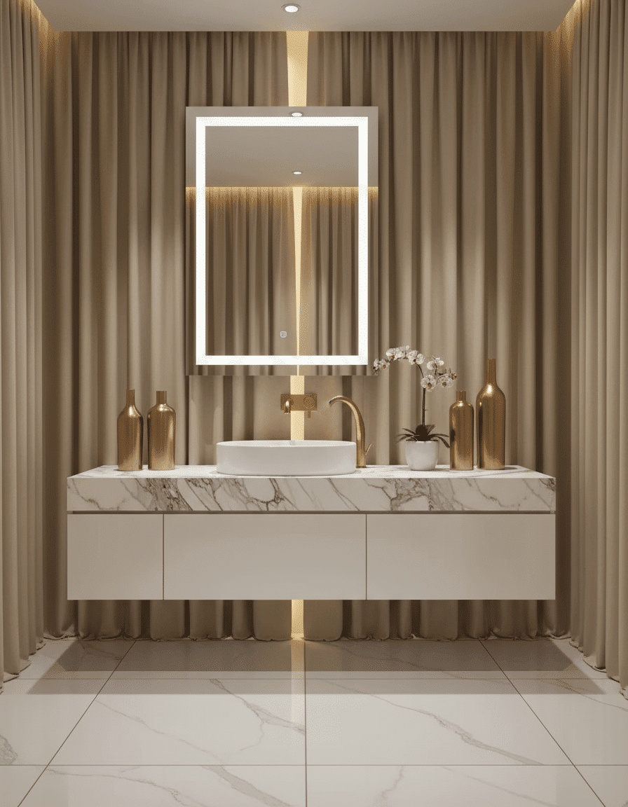 led rectangle mirror grey wall