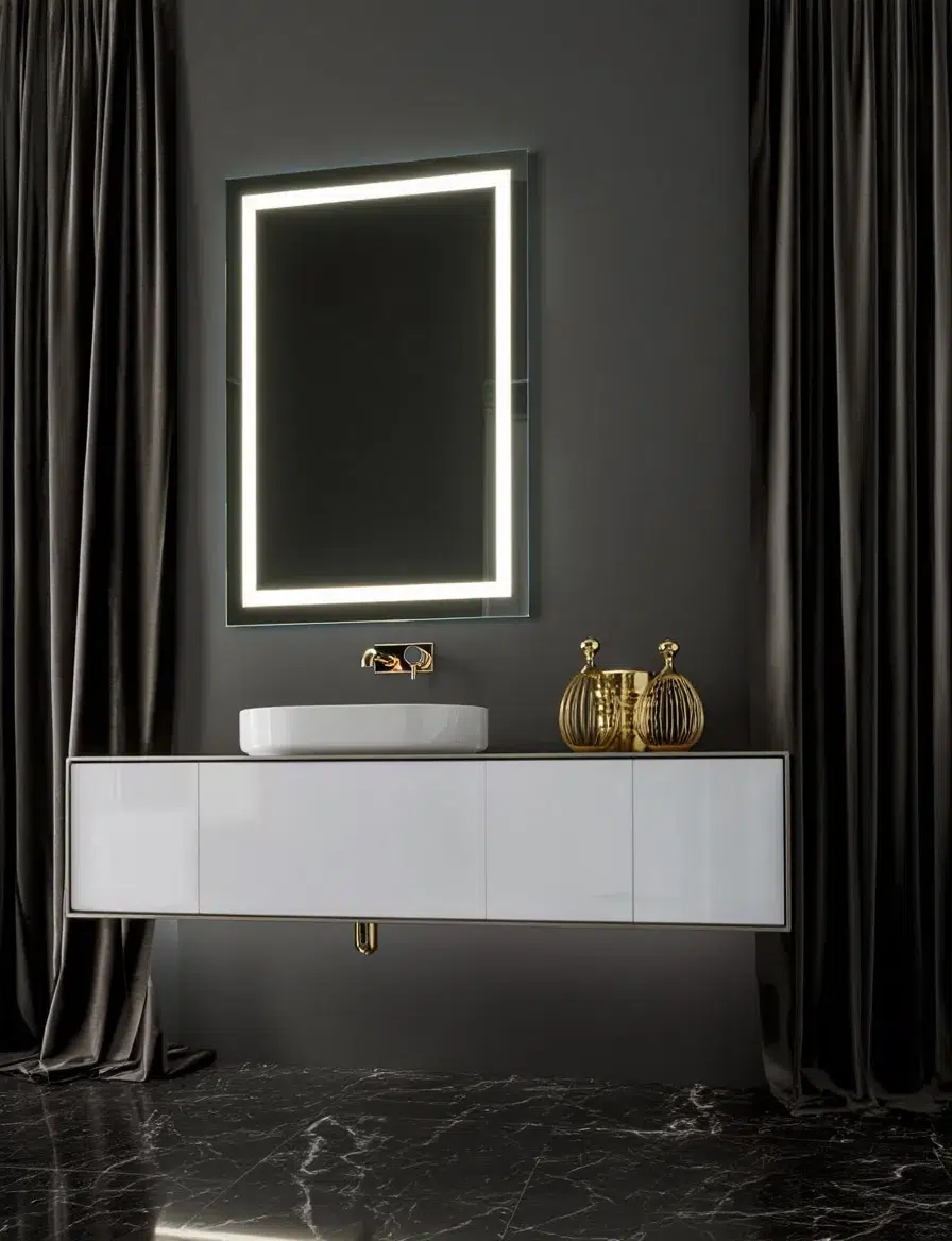 2025 Modern Salon Style Rectangular illuminated Led mirror b