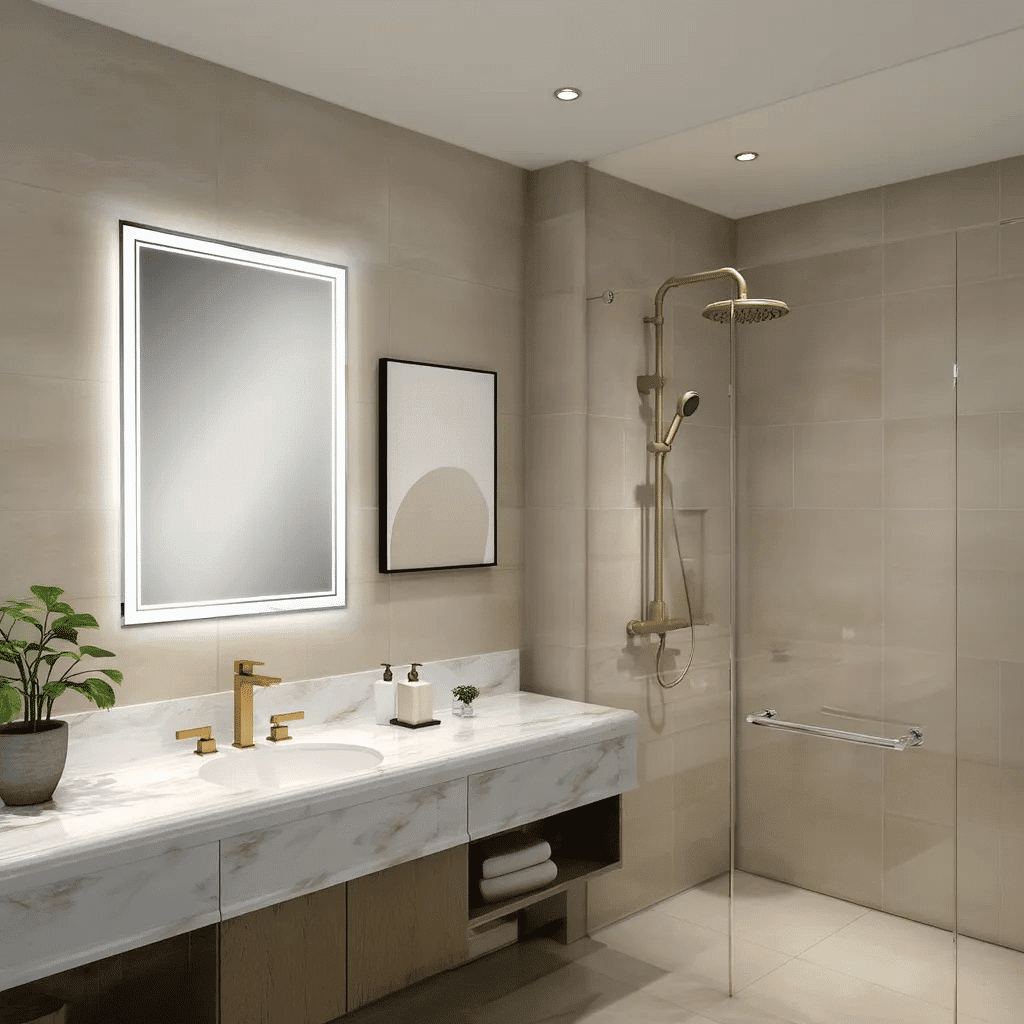 Elegant Frameless LED Bathroom Mirror for Luxury Interiors