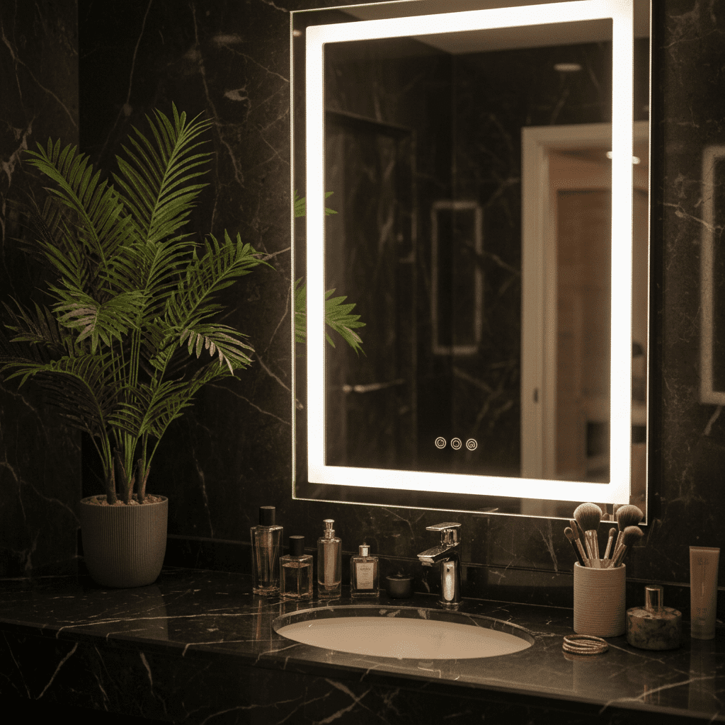 2025 Modern Salon Style Rectangular illuminated Led mirror b