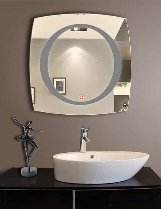 Round Center LED Mirror India – Square Mirror with Illuminated LED Ring