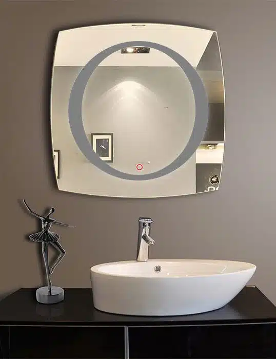 Round Center LED Mirror India – Square Mirror with Illuminated LED Ring