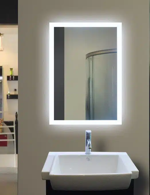 Modern Rectangular LED Bathroom Mirror with Backlit Light – Vertical Mount