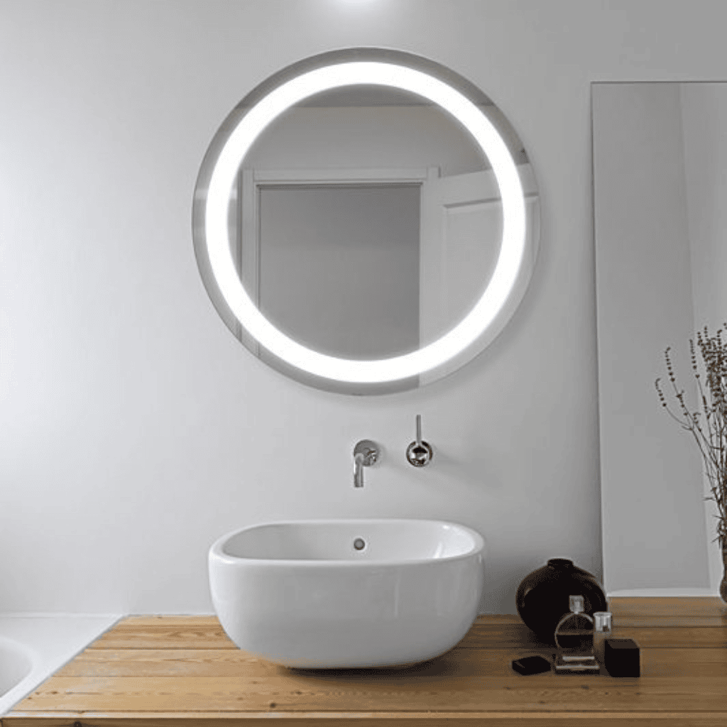 Modern Bathroom Mirror with Illuminated LED Ring