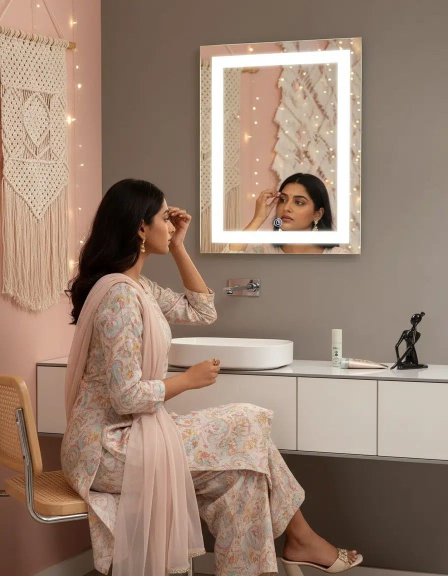 2025 Modern Salon Style Rectangular illuminated Led mirror b