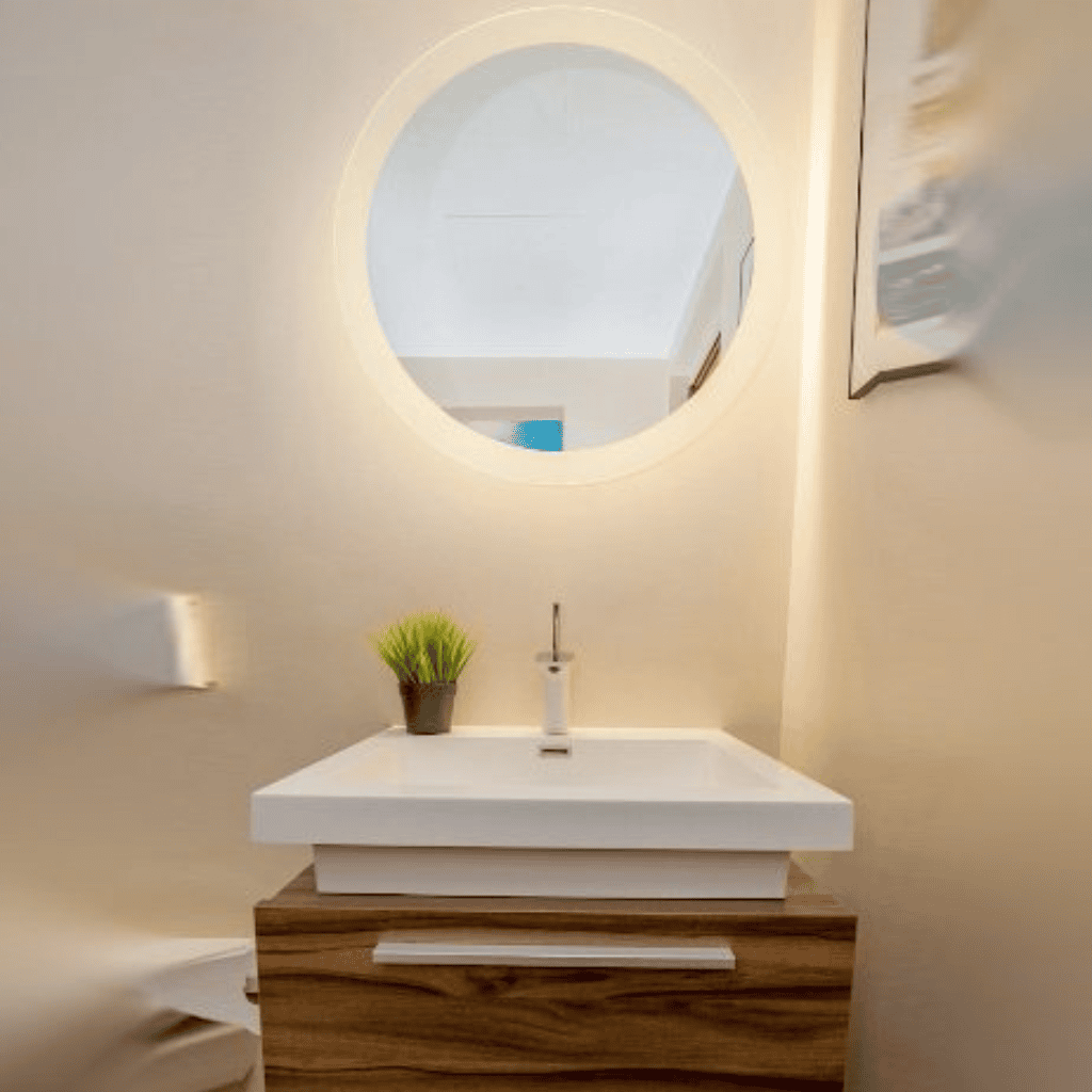 Circular LED Mirror with Soft Ambient Glow – Modern Bathroom Mirror 1
