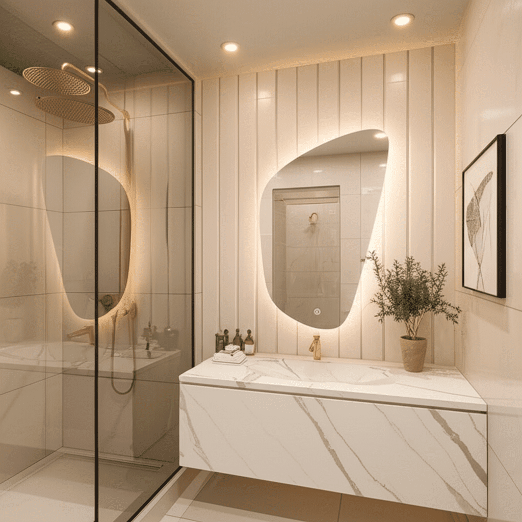 Asymmetrical Glow LED Mirror – Designer Backlit Vanity Mirror 3 Asymmetrical Glow LED Mirror – Designer Backlit Vanity Mirror 3
