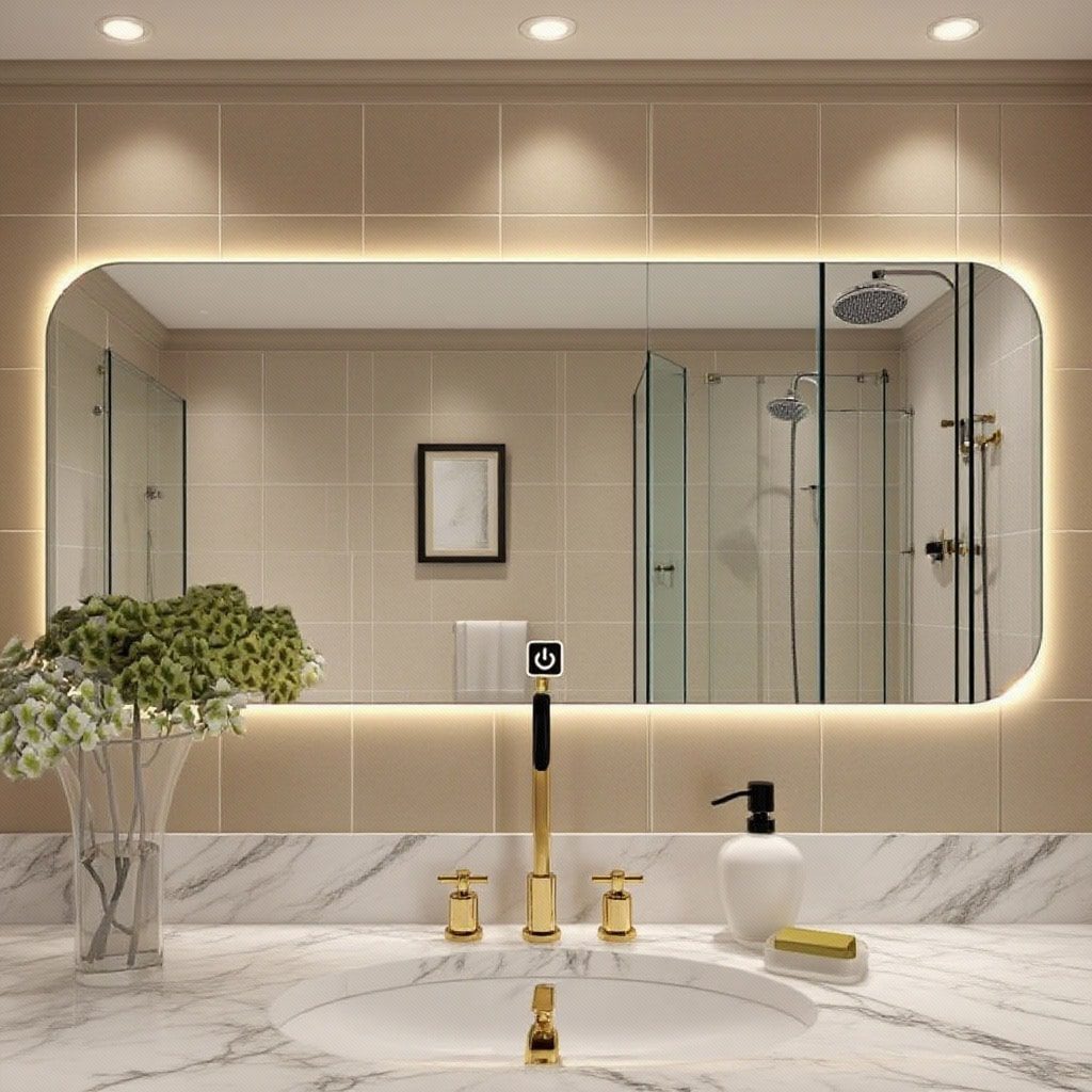 Rectangular LED Vanity Mirror with Rounded Corners