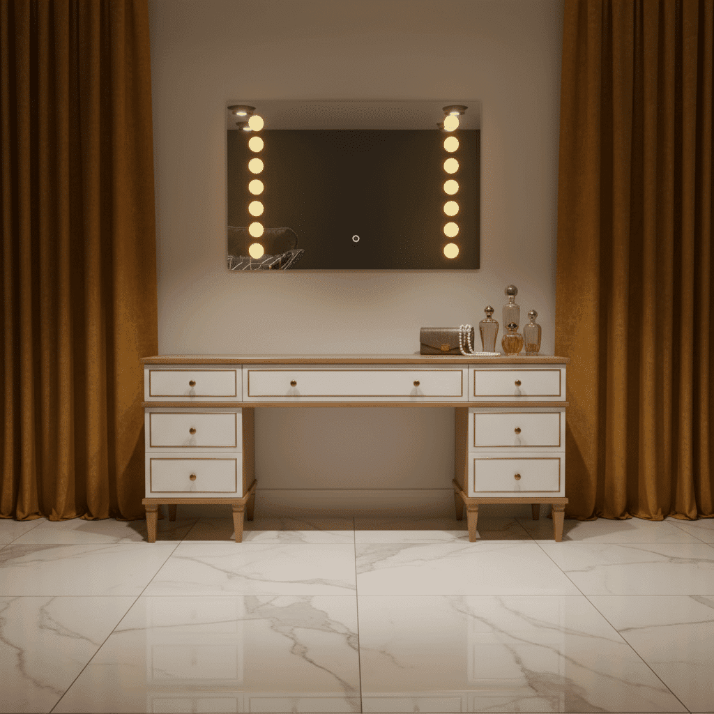 Rectangular Hollywood Makeup Mirror with Lights