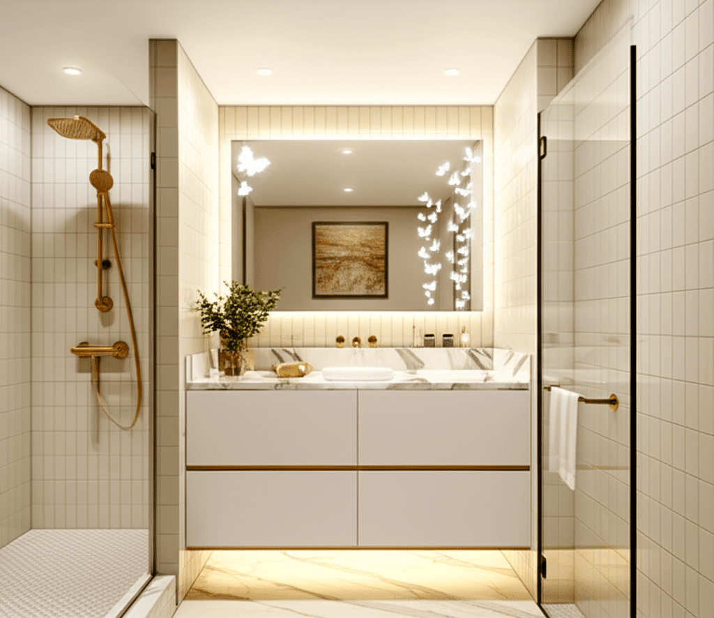 Bathroom Mirror with Butterfly Pattern Lighting 2 Bathroom Mirror with Butterfly Pattern Lighting 2