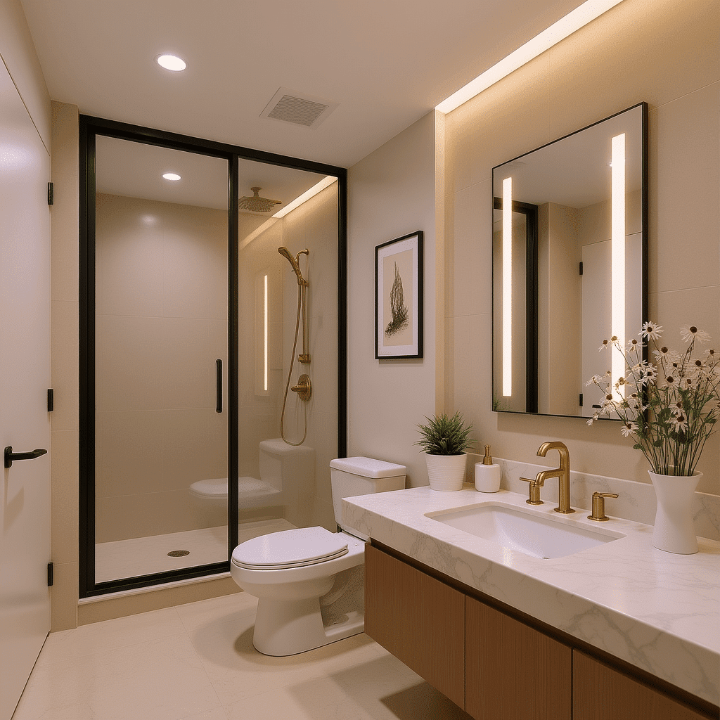 Luxury Round LED Bathroom Mirror with Double Ring Lighting