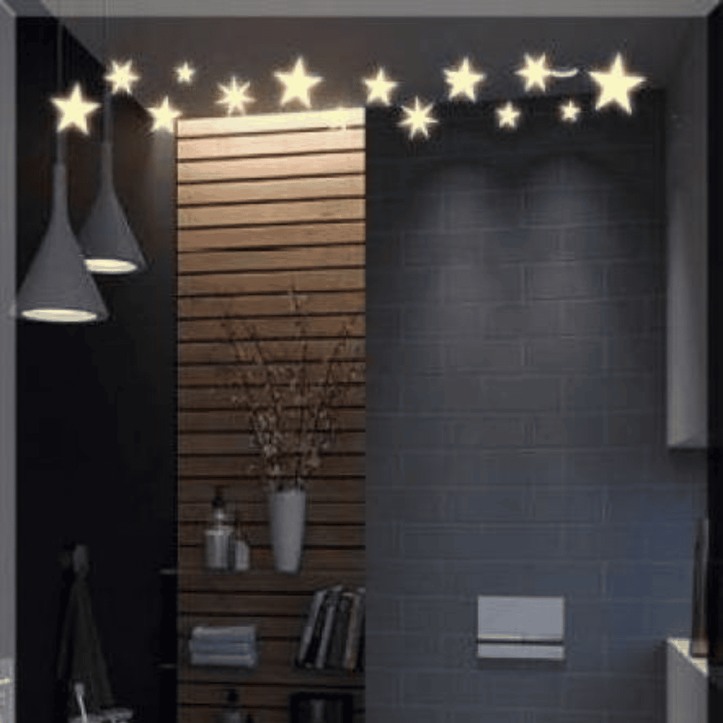 Cityscape & Star LED Mirror – Decorative Bathroom Mirror with Illuminated Design