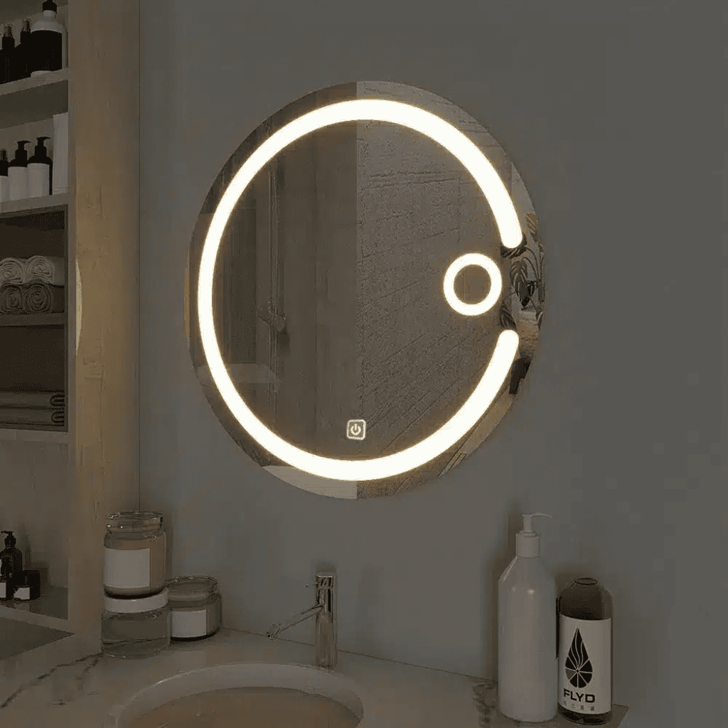 Illuminating Lunar LED Bathroom Mirror – Moon-Inspired Round Mirror with Touch Sensor and Anti-Fog Feature